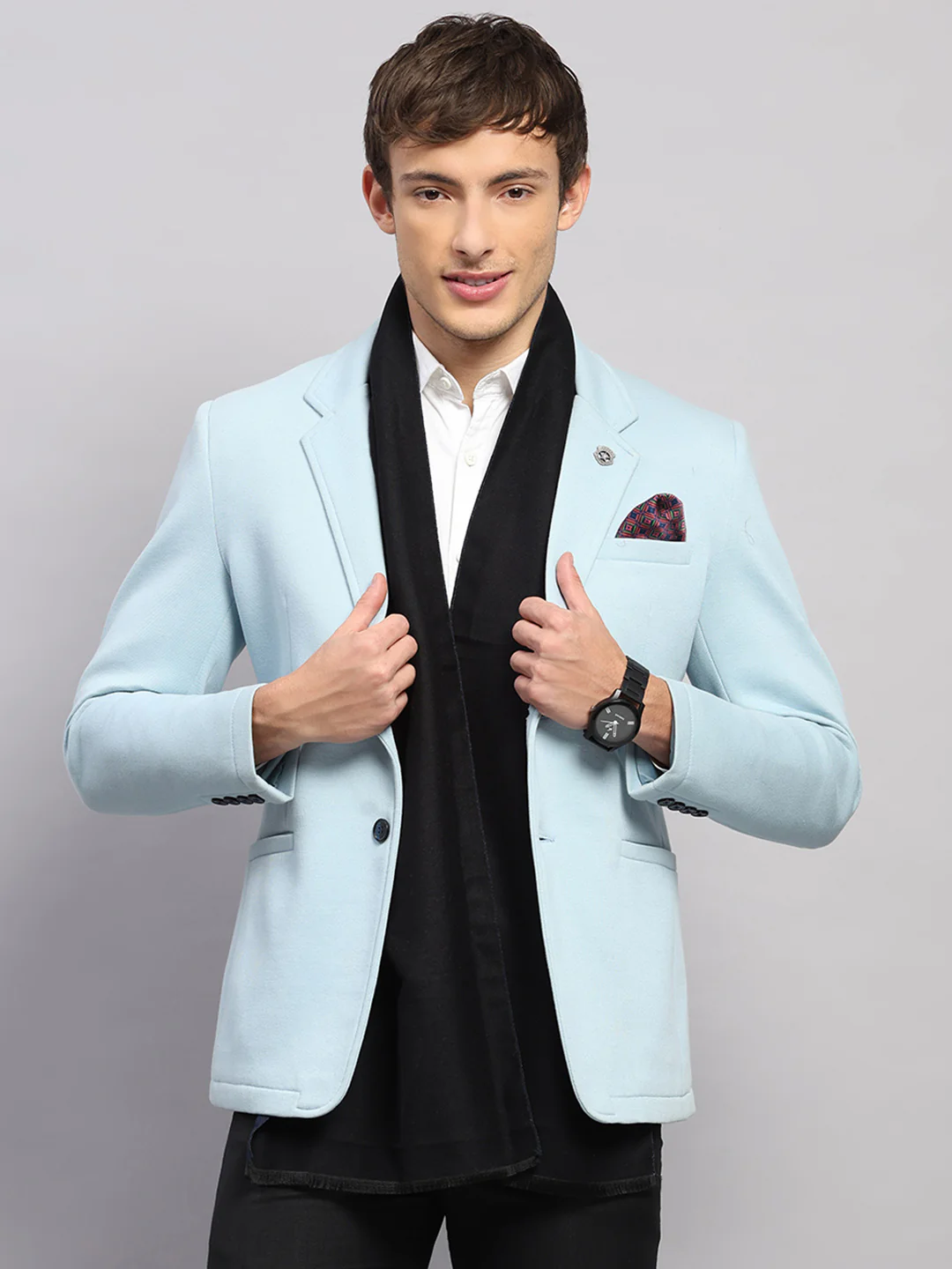 Men Multicolor Self Design Wool Muffler - Image 3