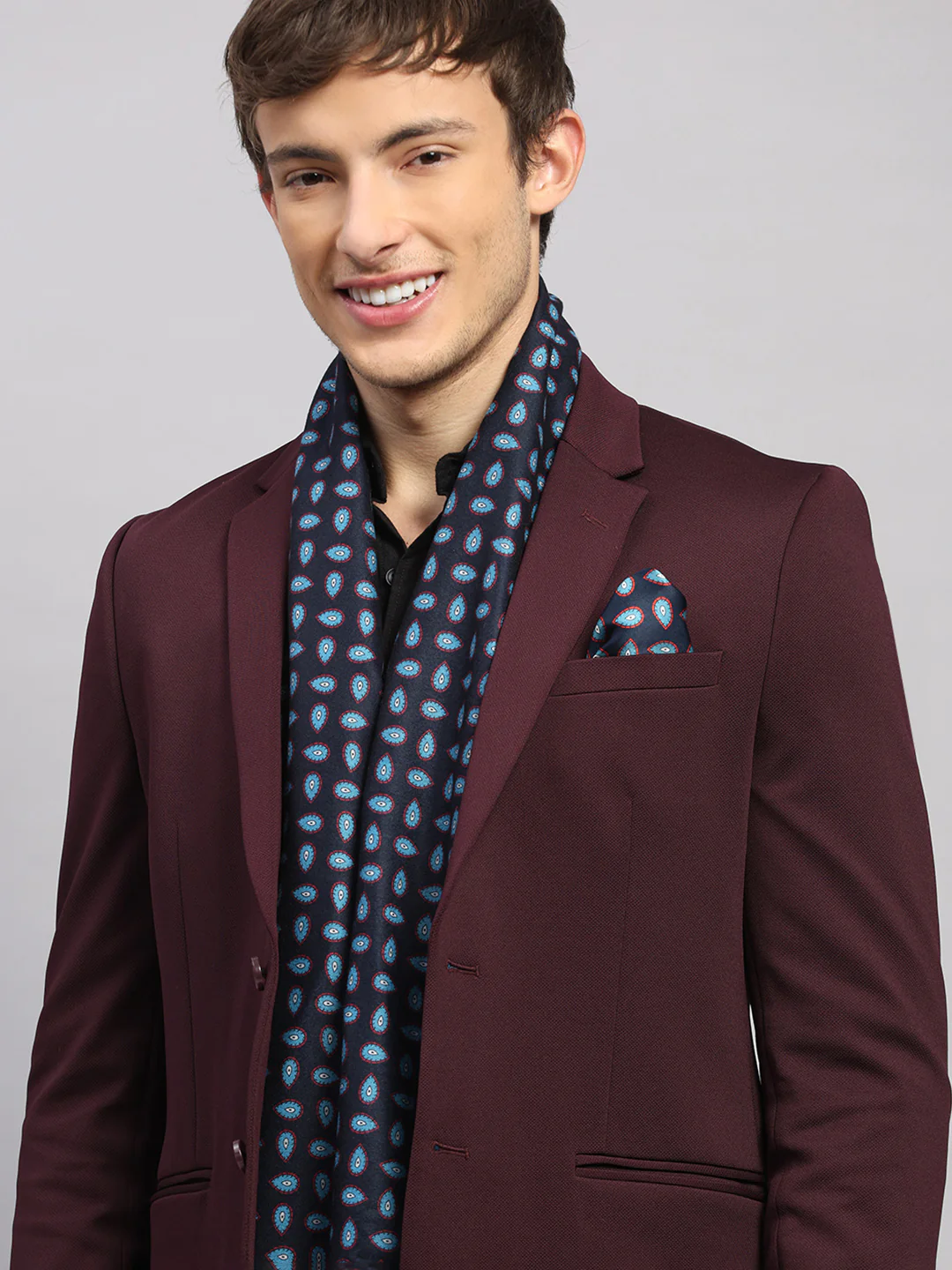 Men Multicolor Self Design Wool Muffler - Image 4