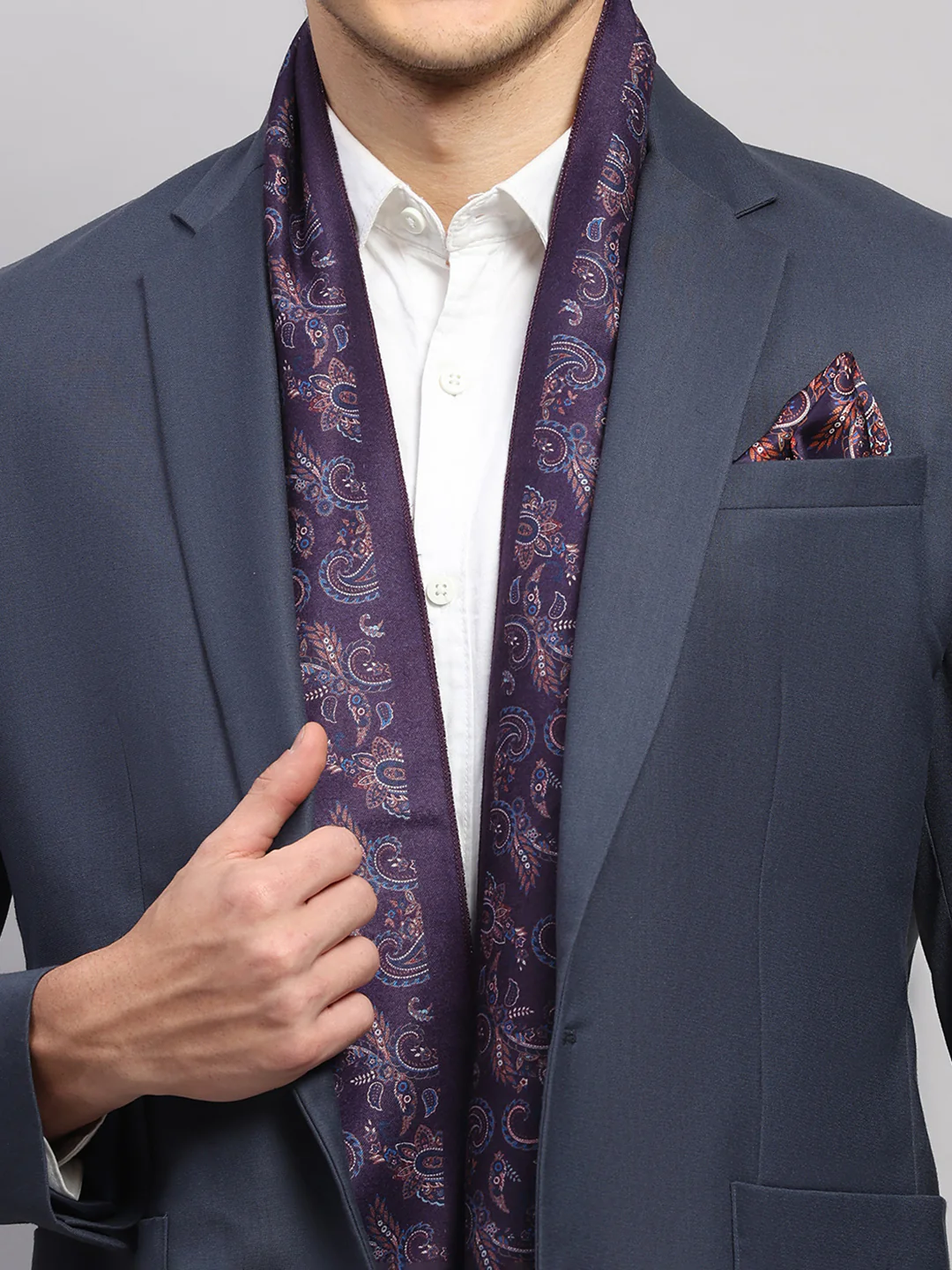 Men Multicolor Self Design Wool Muffler - Image 4