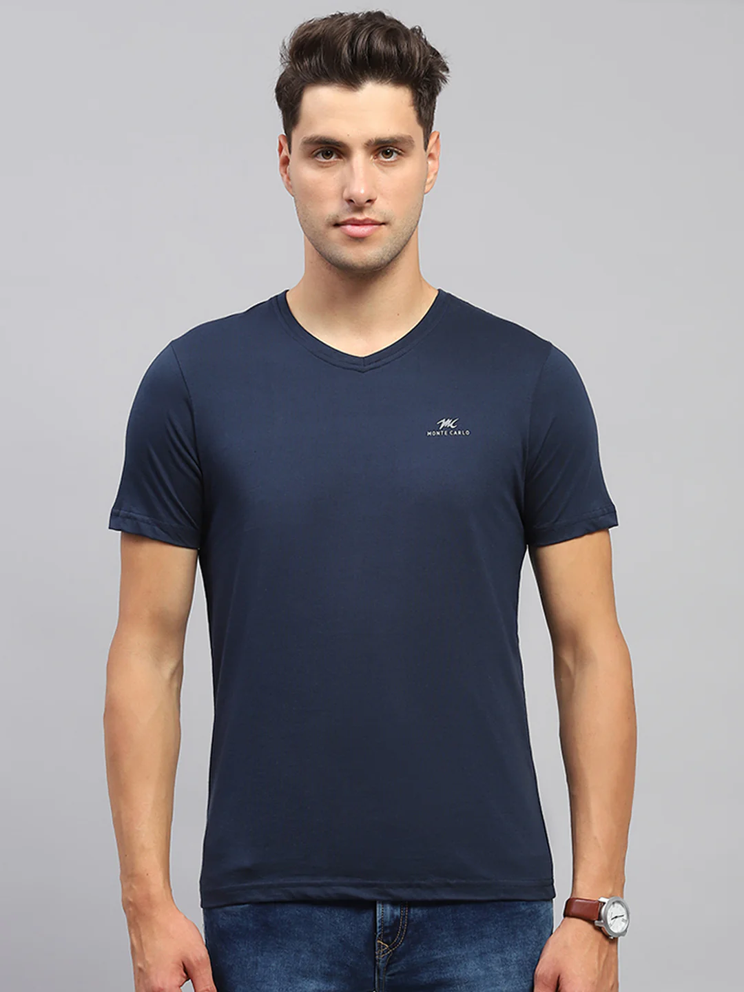 Men Multicolor Solid V Neck Half Sleeve T-Shirt (Pack of 3) - Image 6