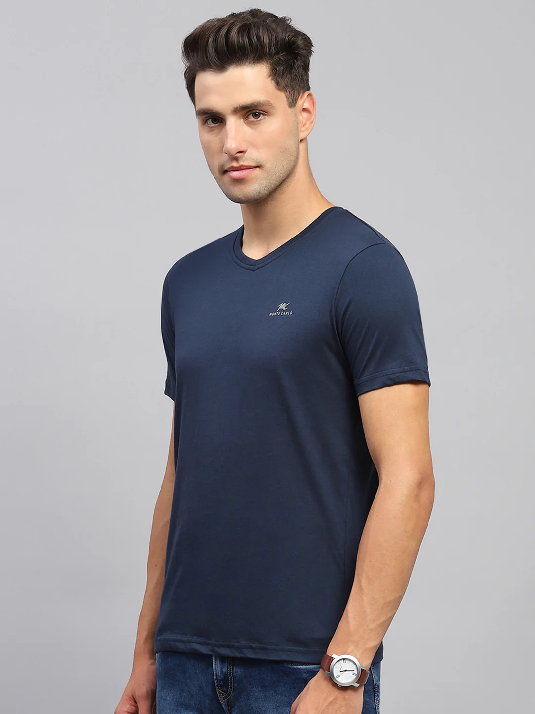 Men Multicolor Solid V Neck Half Sleeve T-Shirt (Pack of 3) - Image 7
