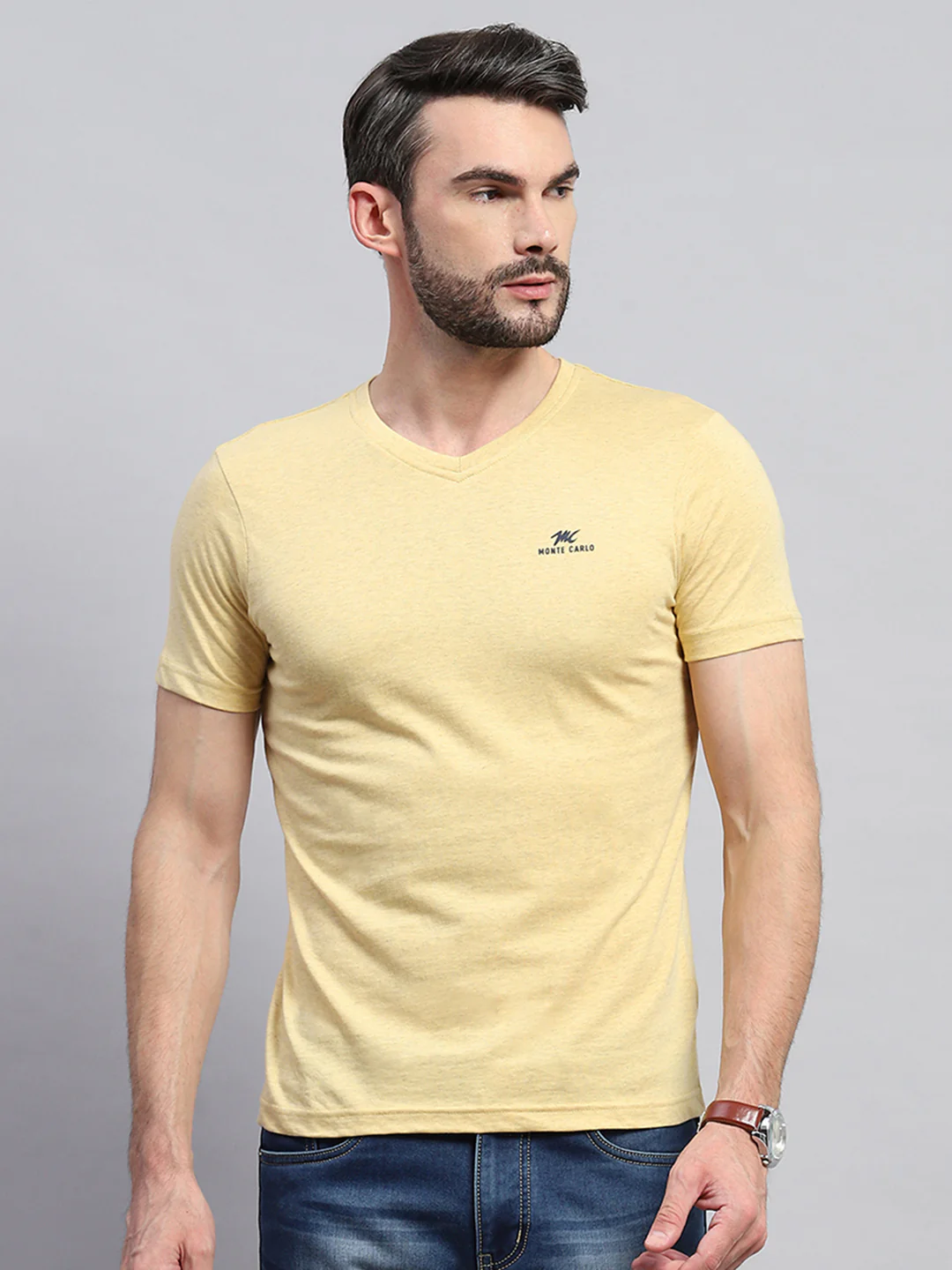 Men Multicolor Solid V Neck Half Sleeve T-Shirt (Pack of 3) - Image 11