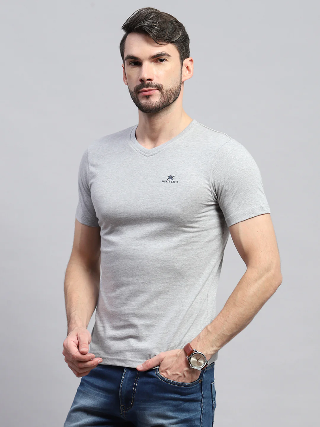 Men Multicolor Solid V Neck Half Sleeve T-Shirt (Pack of 3) - Image 9