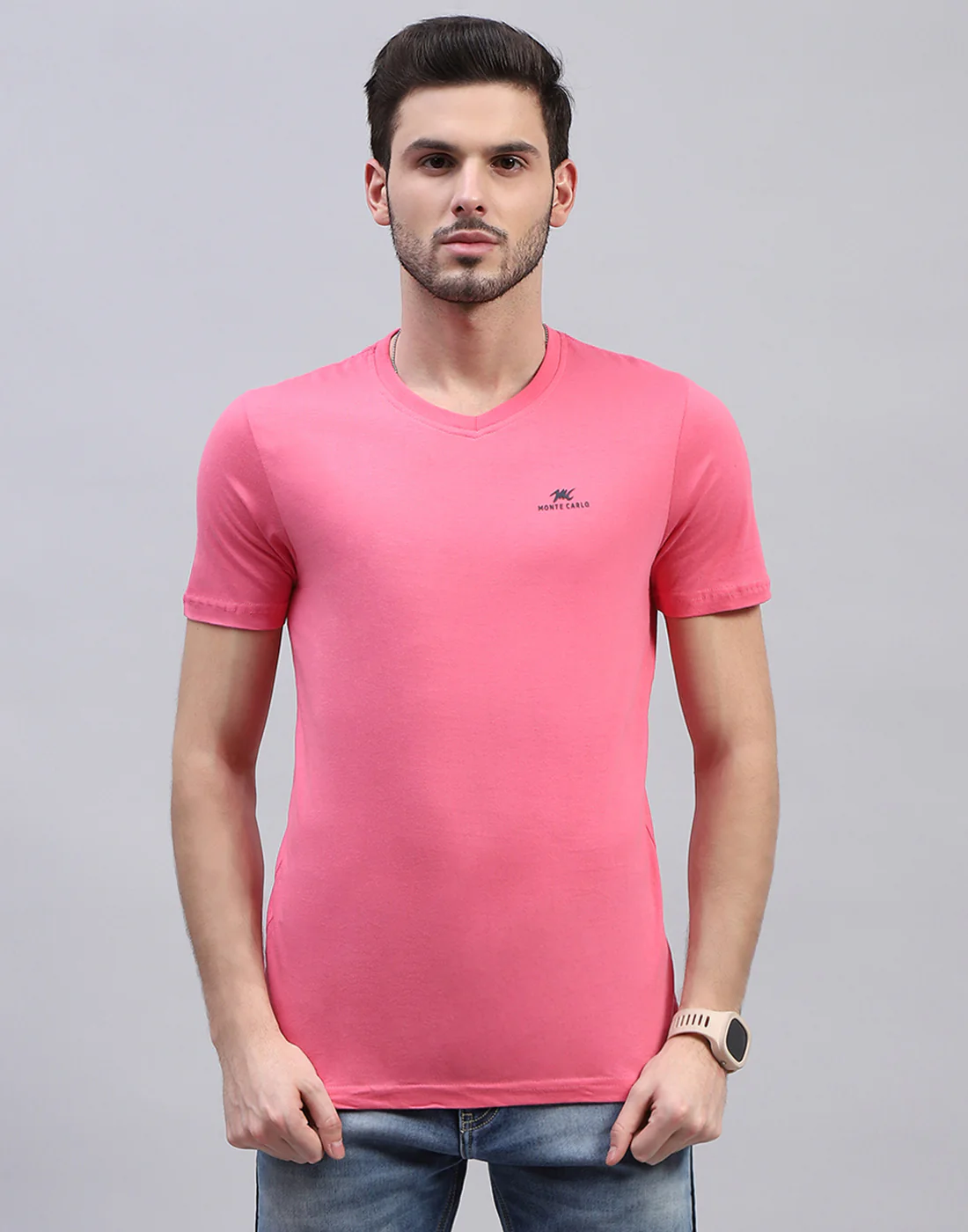 Men Multicolor Solid V Neck Half Sleeve T-Shirt (Pack of 3) - Image 8