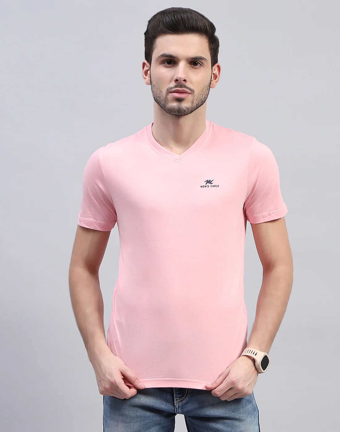 Men Multicolor Solid V Neck Half Sleeve T-Shirt (Pack of 3) - Image 4