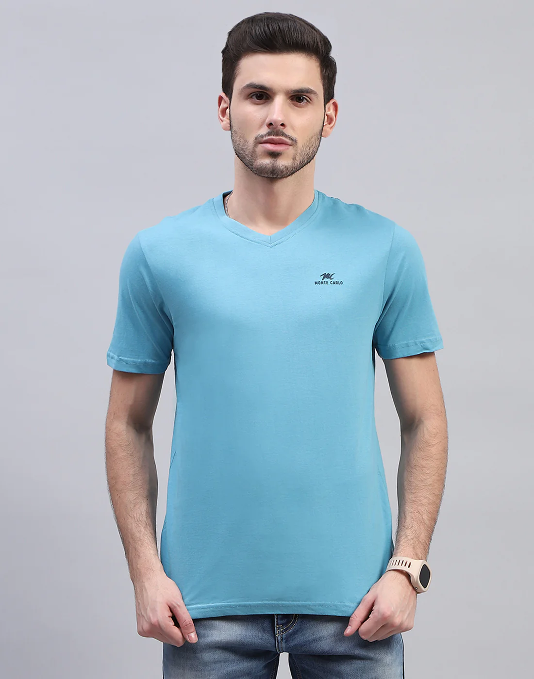Men Multicolor Solid V Neck Half Sleeve T-Shirt (Pack of 3) - Image 8