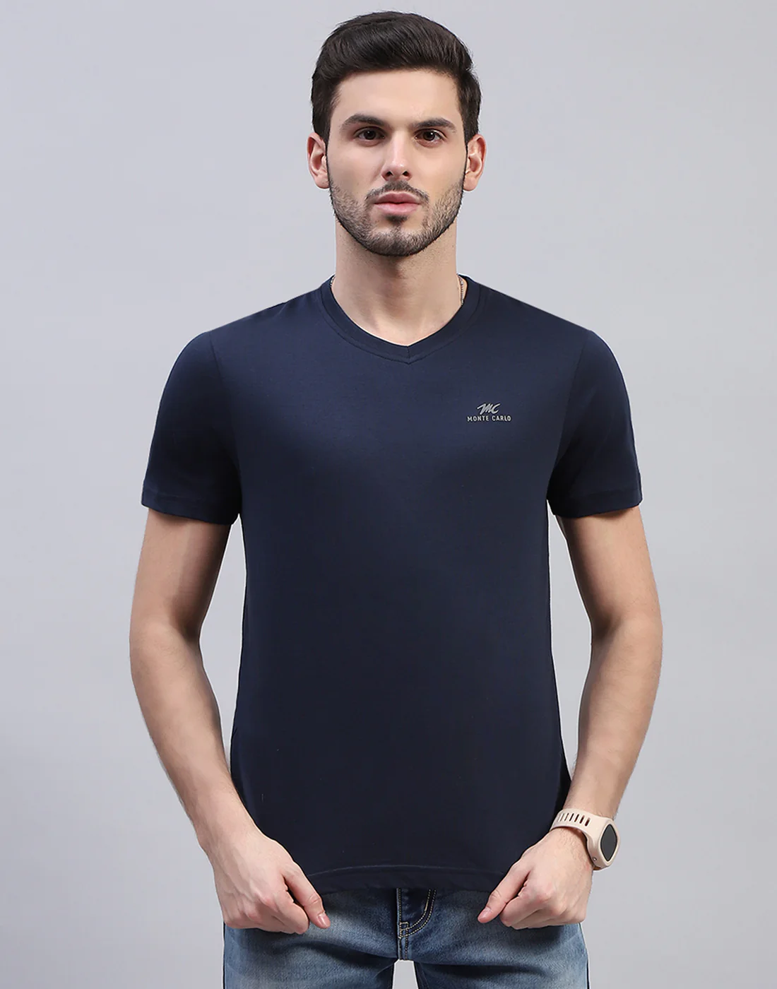 Men Multicolor Solid V Neck Half Sleeve T-Shirt (Pack of 3) - Image 8