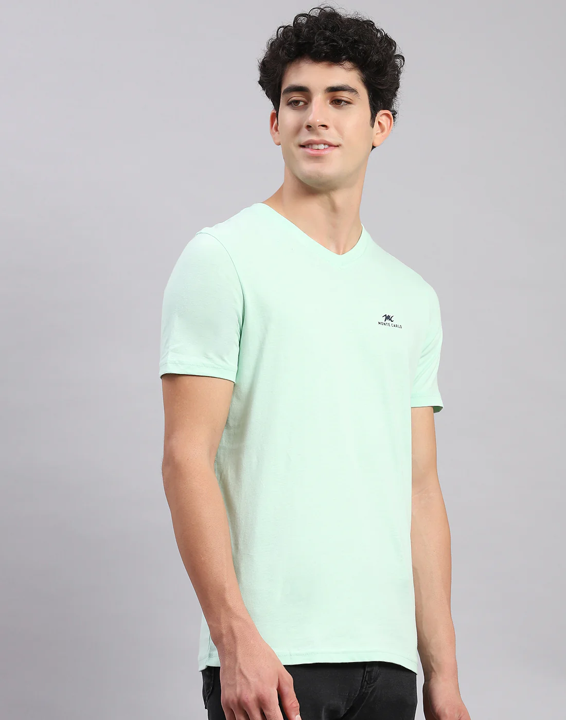 Men Multicolor Solid V Neck Half Sleeve T-Shirts - Image 5