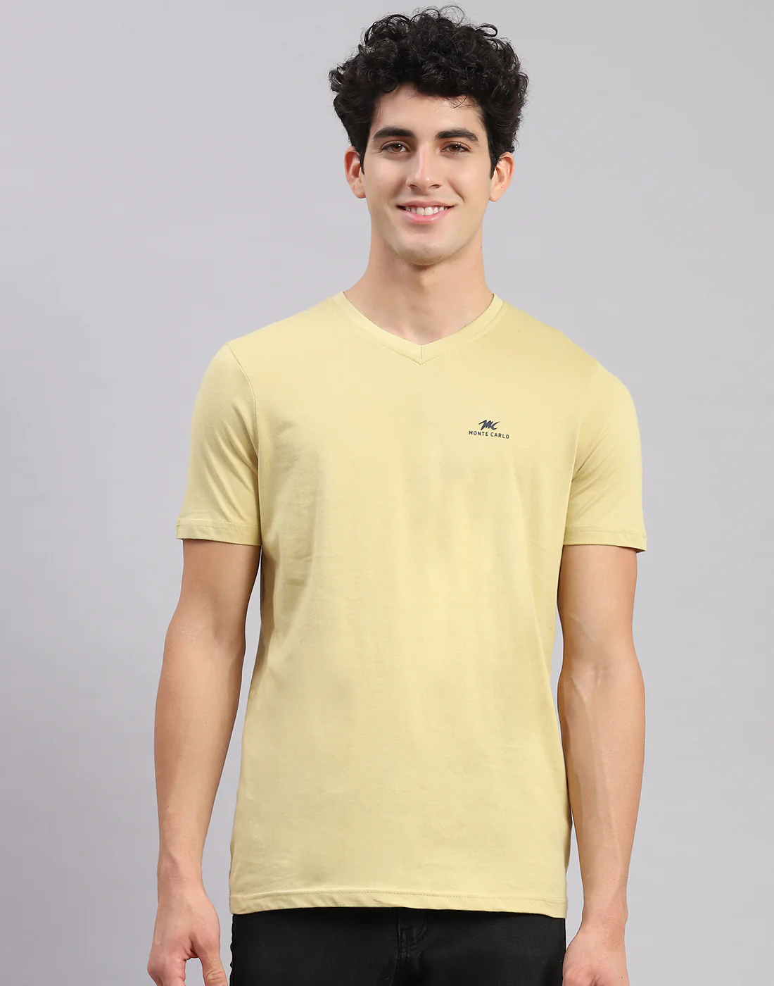 Men Multicolor Solid V Neck Half Sleeve T-Shirts - Image 7