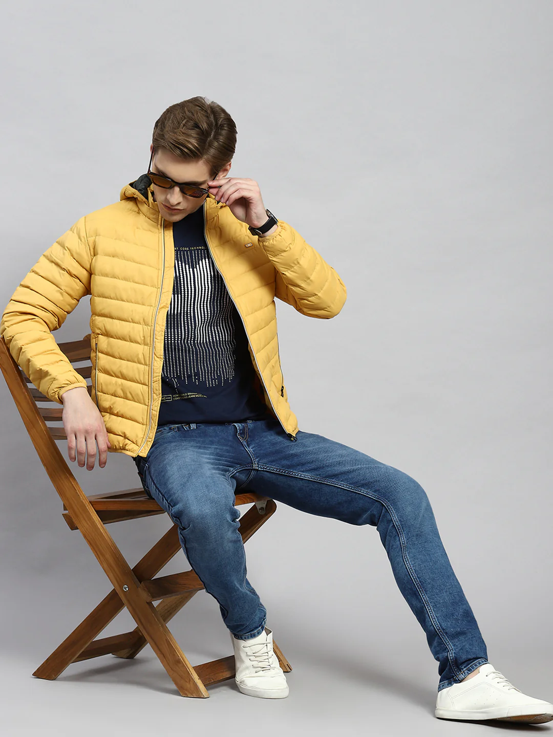 Men Mustard Plain Jacket - Image 2