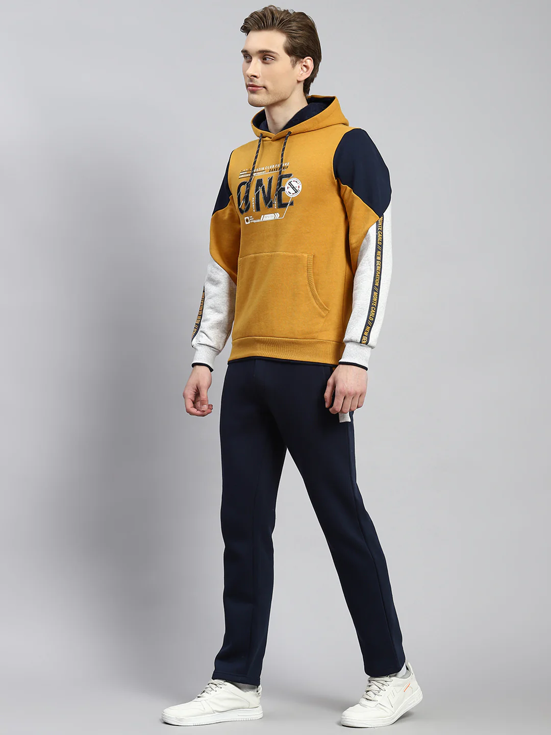 Men Mustard Plain Tracksuit - Image 4