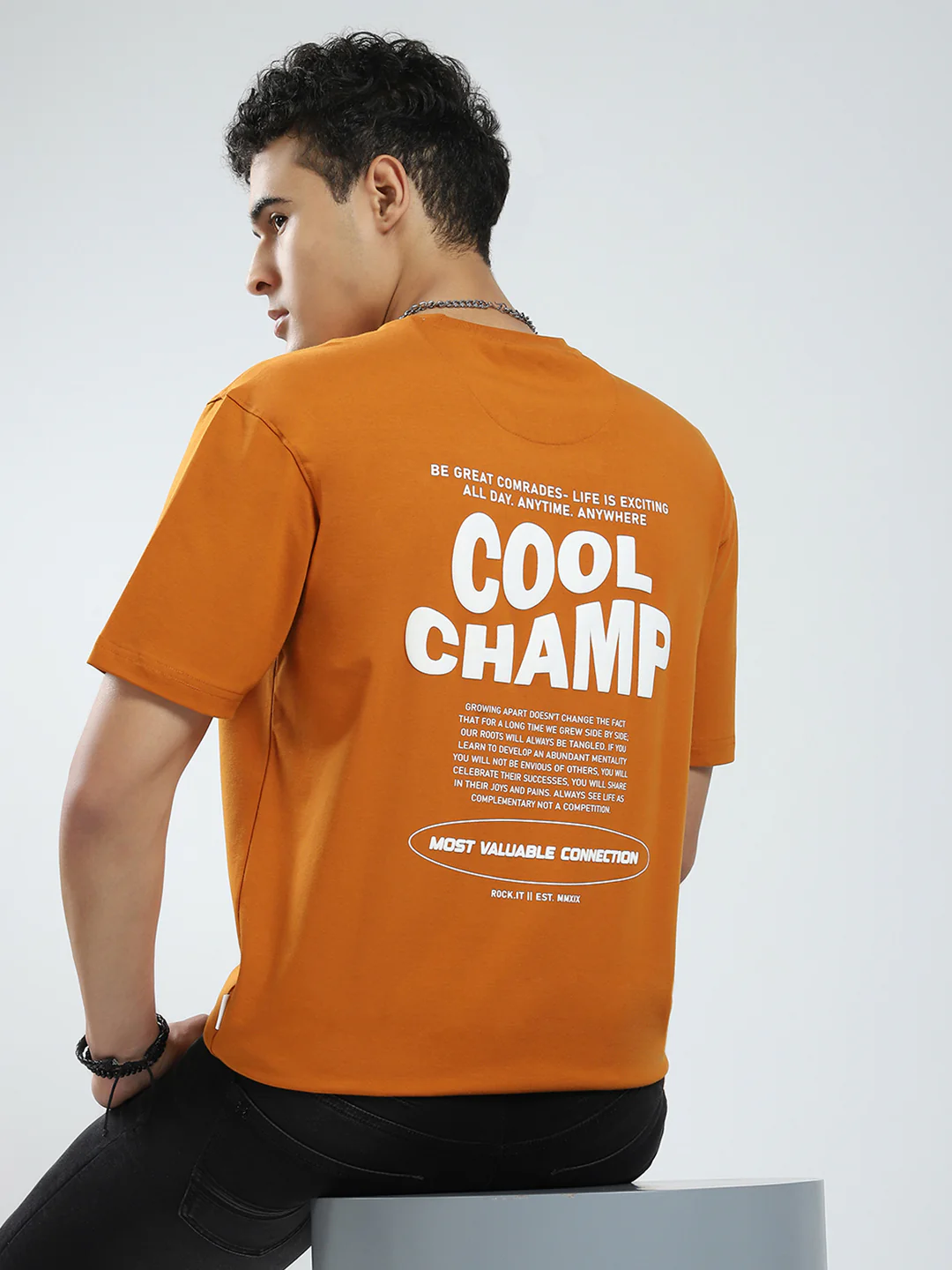 Rock.it Men Mustard Printed Round Neck Half Sleeve T-Shirt - Image 6