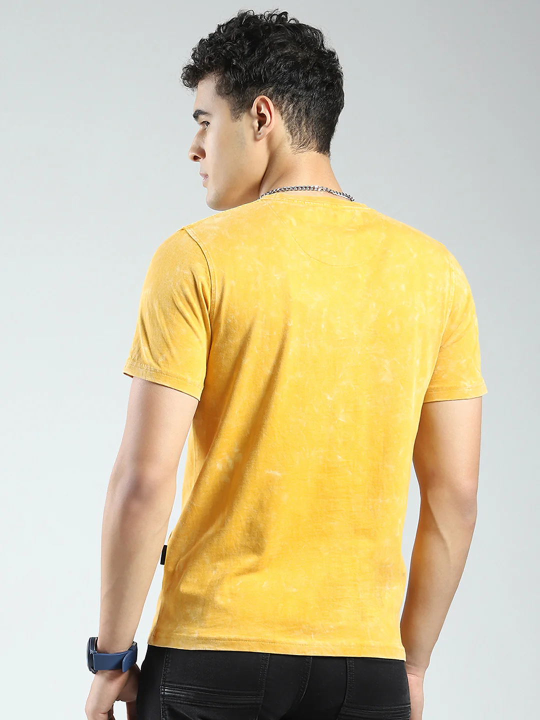 Rock.it Men Mustard Printed Round Neck Half Sleeve T-Shirt - Image 5