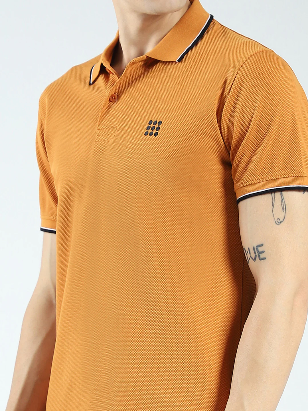 Rock.it Men Mustard Self Design Collar Half Sleeve T-Shirt - Image 7