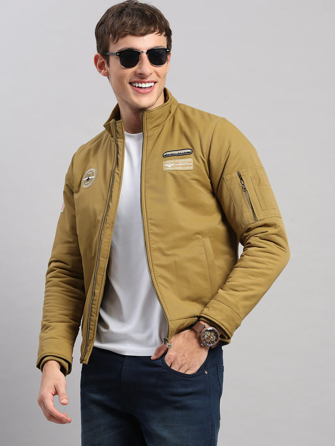 Men Mustard Solid Collar Full Sleeve Jacket - Image 6