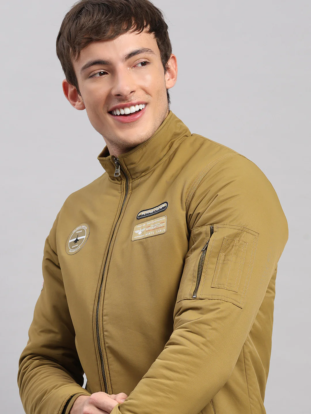 Men Mustard Solid Collar Full Sleeve Jacket - Image 7