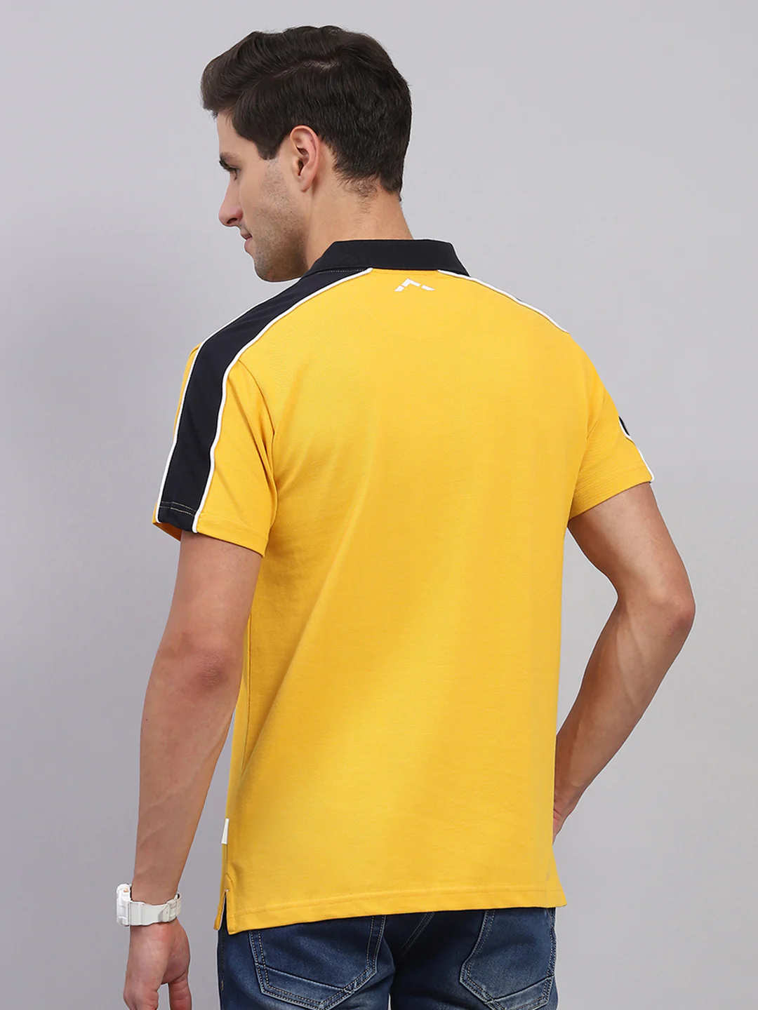 Rock.it Men Mustard Solid Collar Half Sleeve T-Shirt - Image 5