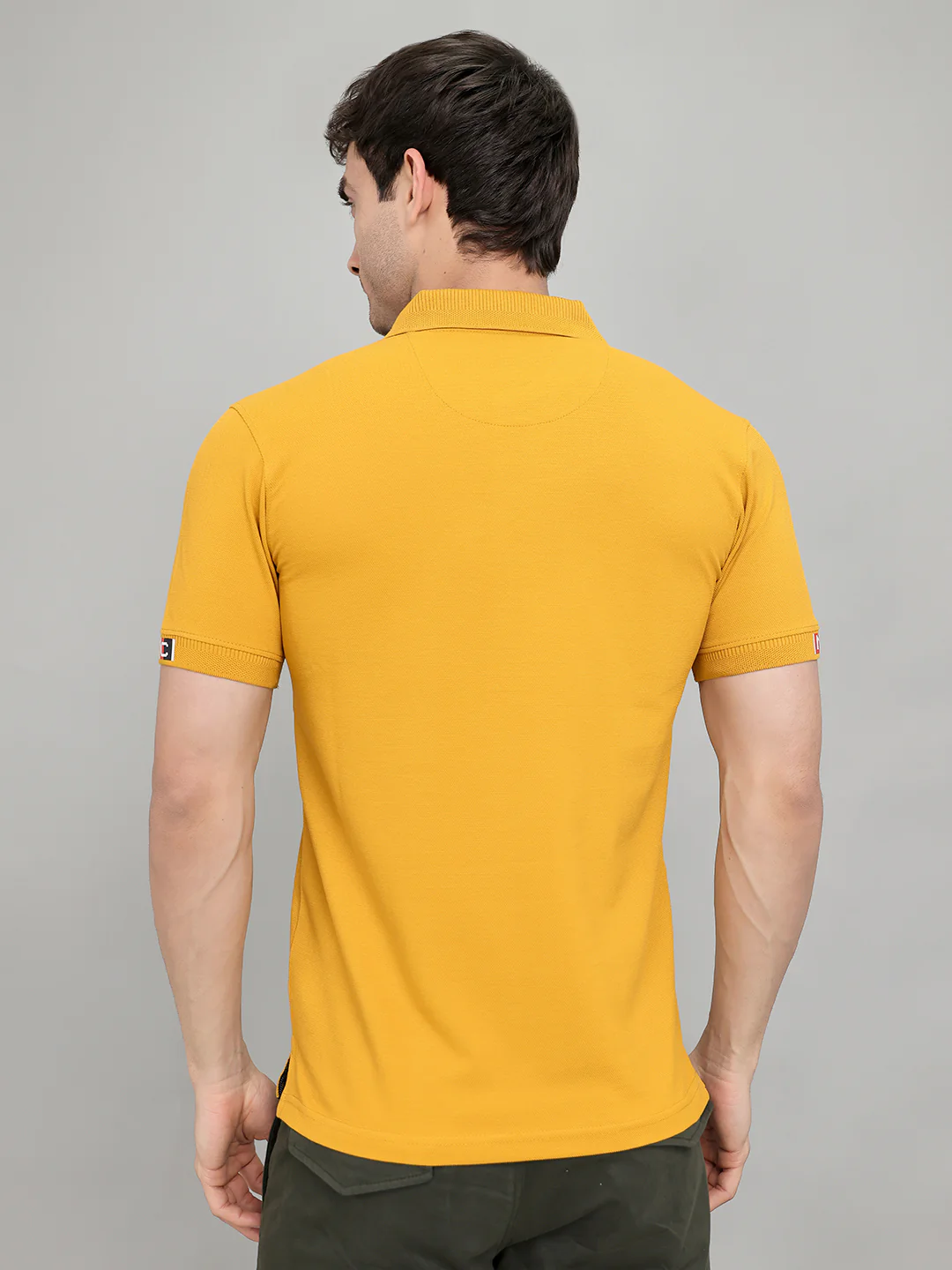 Men Mustard Solid Collar Half Sleeve T-Shirt - Image 5