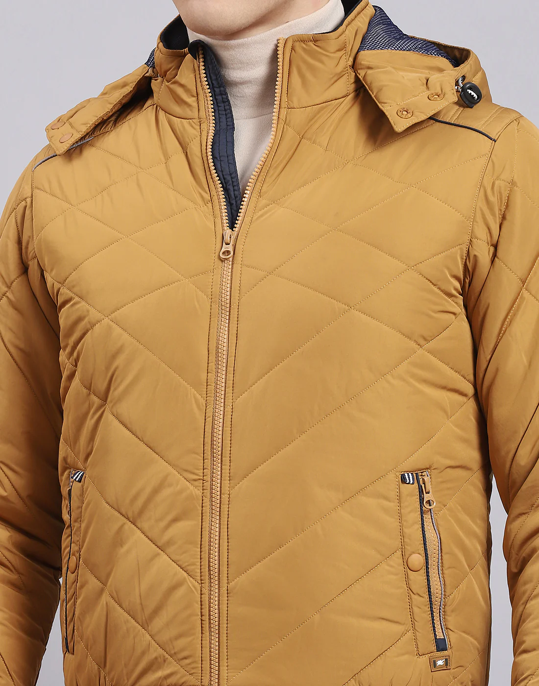 Men Mustard Solid Hooded Full Sleeve Jacket - Image 7
