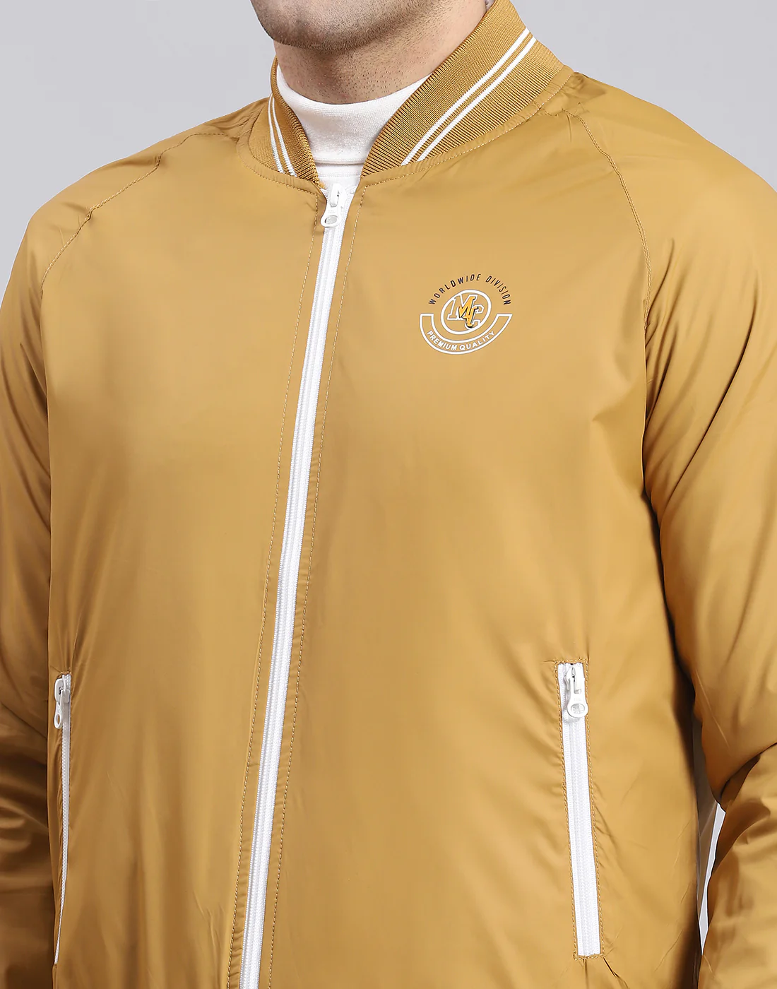 Men Mustard Solid Mandarin Collar Full Sleeve Jacket - Image 8