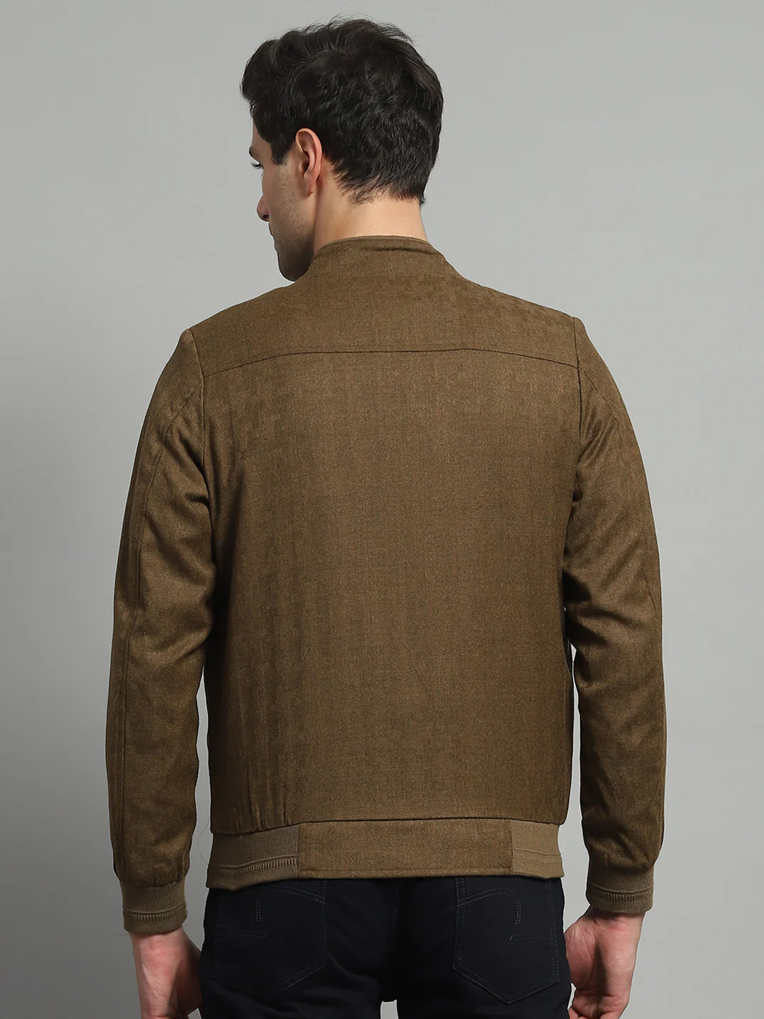 Luxuria Men Mustard Solid Mock Neck Full Sleeve Jacket - Image 5