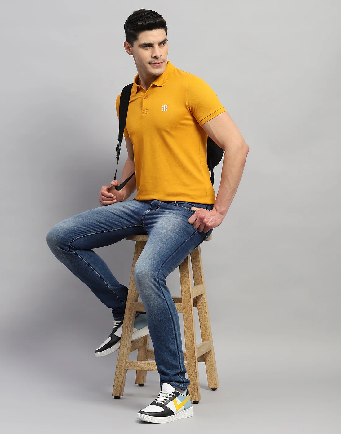 Rock.it Men Mustard Solid Polo Collar Half Sleeve T-Shirt - Image 2