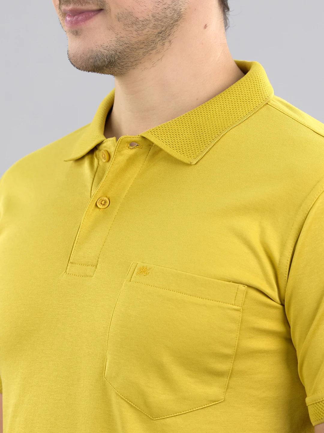Men Mustard Solid Polo Collar Half Sleeve T-Shirt - Image 5