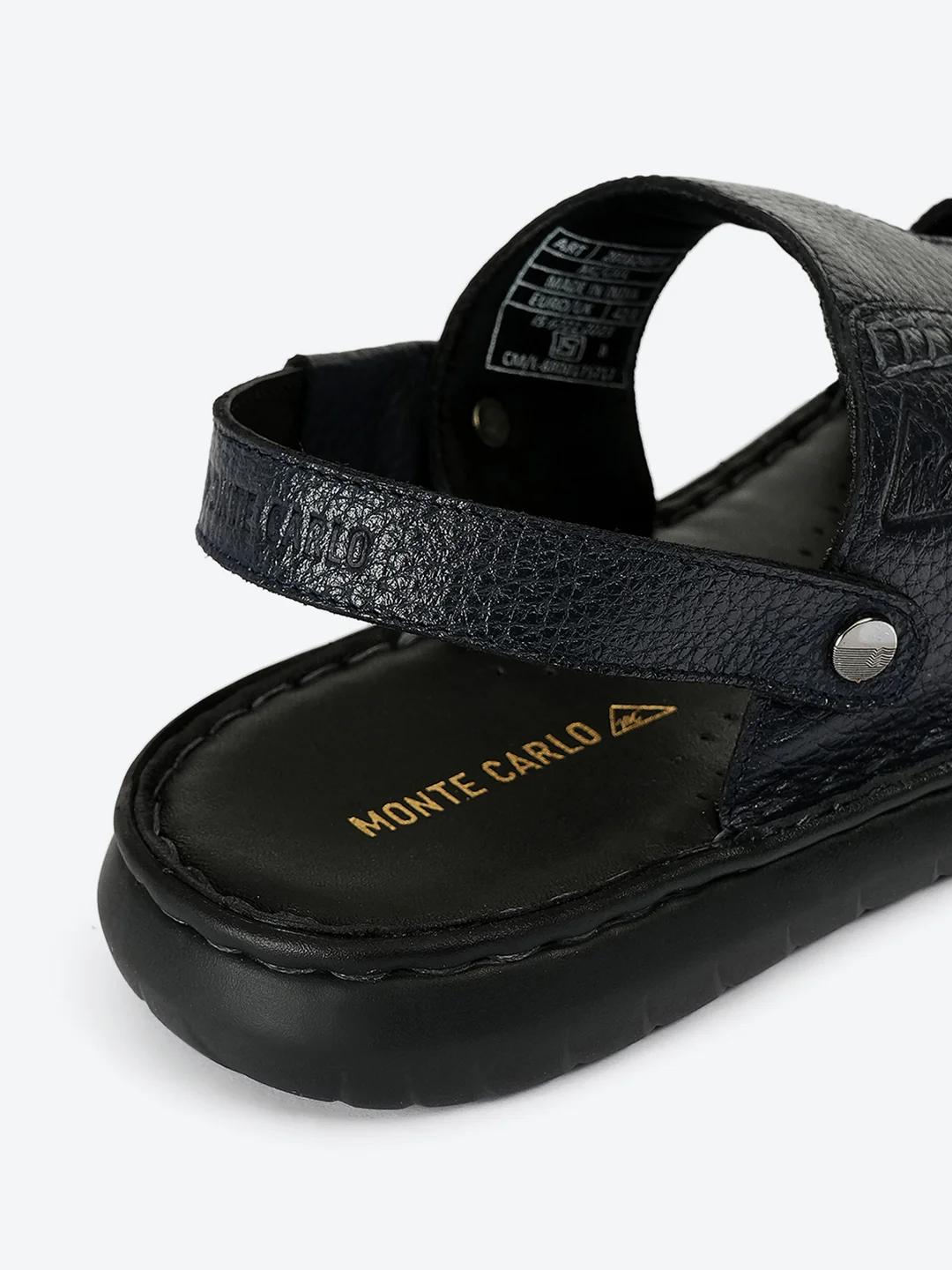Men Navy Blue Elastic Genuine Leather Sandals - Image 9