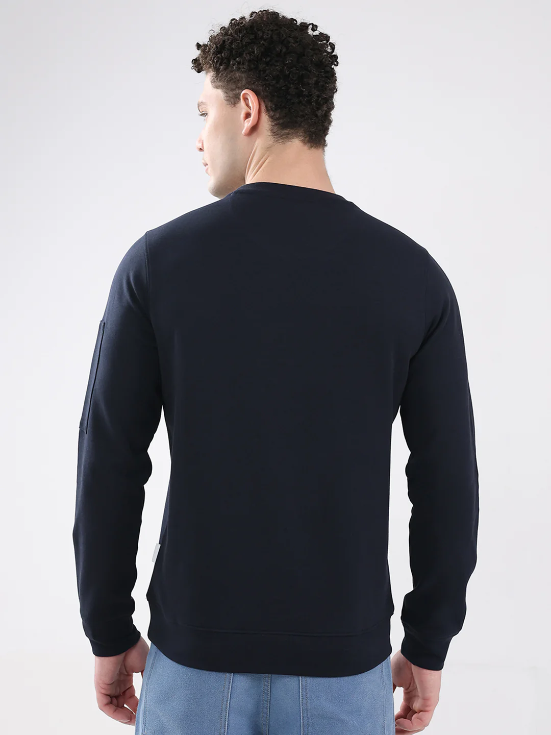 Rock.it Men Navy Blue Embroidered Round Neck Full Sleeve Sweatshirt - Image 5