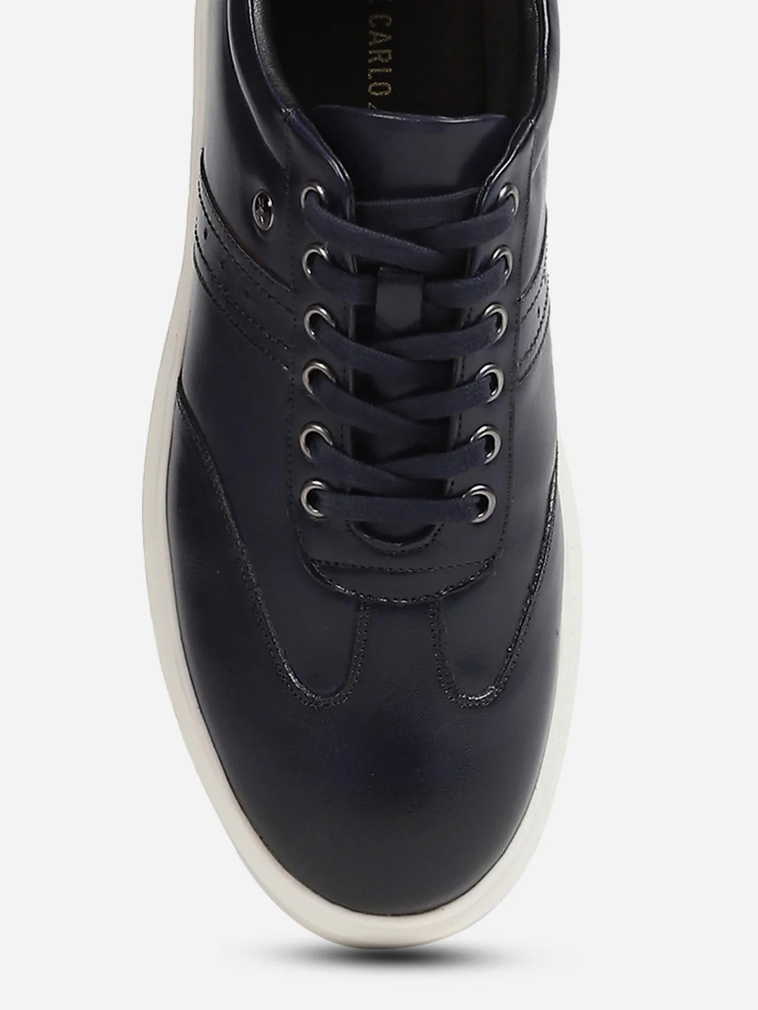Men Navy Blue Lace-Up Genuine Leather Casual Sneaker - Image 9
