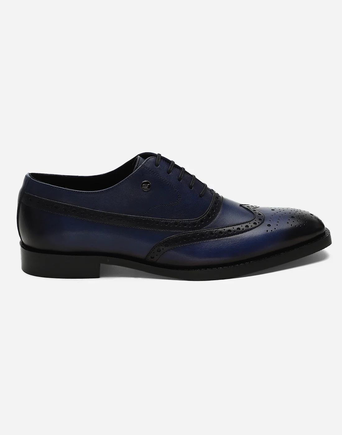 Men Navy Blue Lace Up Genuine Leather Formal Brogues - Image 5