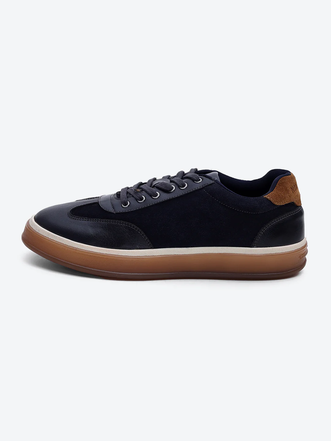 Men Navy Blue Lace Up Genuine Leather Sneaker - Image 4