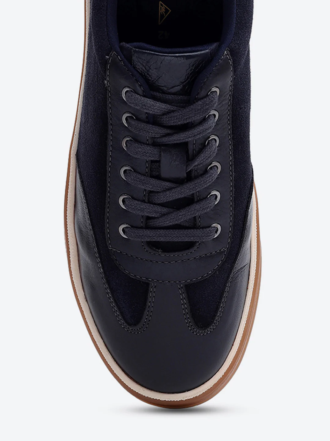 Men Navy Blue Lace Up Genuine Leather Sneaker - Image 7