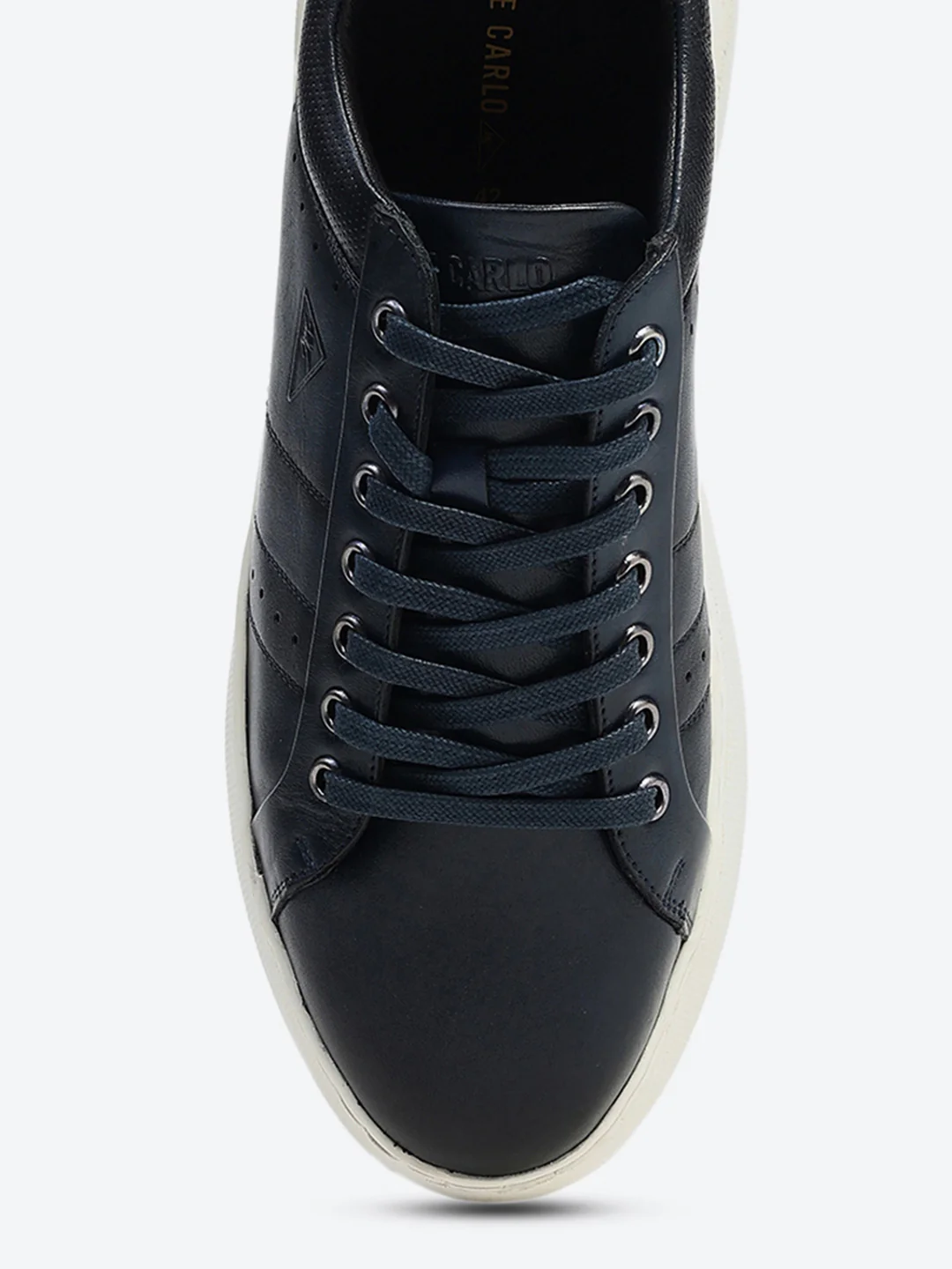 Men Navy Blue Lace Up Genuine Leather Sneaker - Image 7