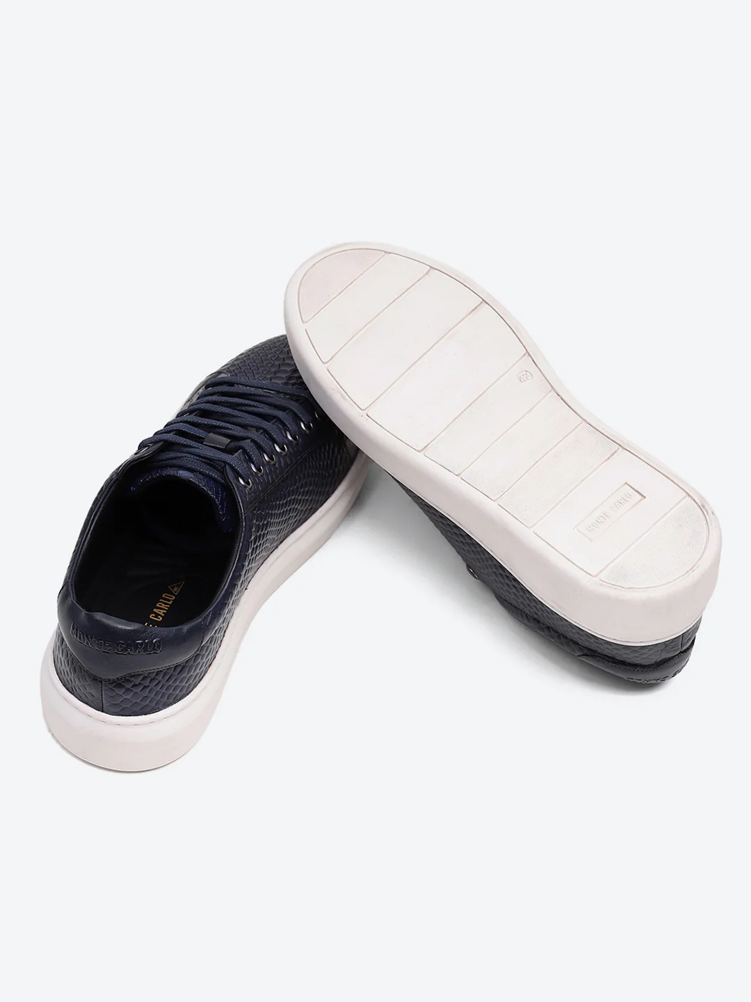 Men Navy Blue Lace Up Leather Sneakers - Stylish & Comfortable - Image 8