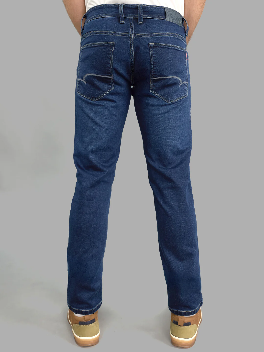 Men Navy Blue Light Wash Skinny Fit Denim - Image 4