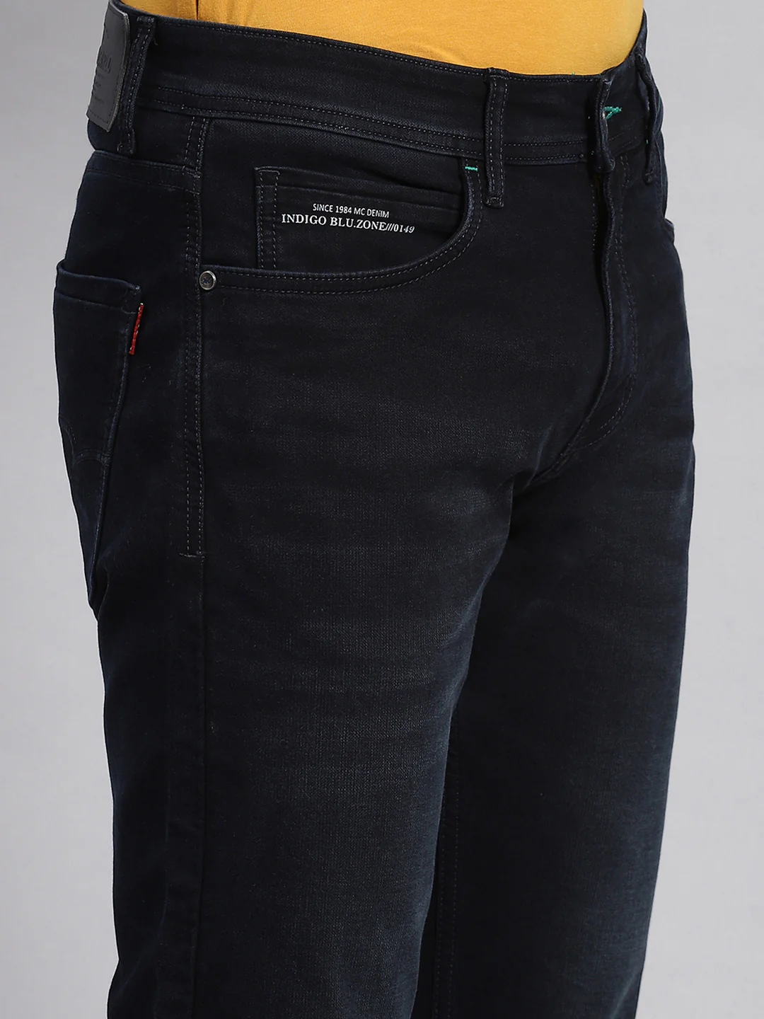 Men Navy Blue Narrow Fit Denim - Image 6