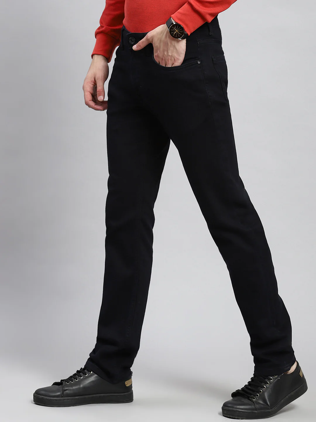 Men Black Narrow Fit Denim - Image 4