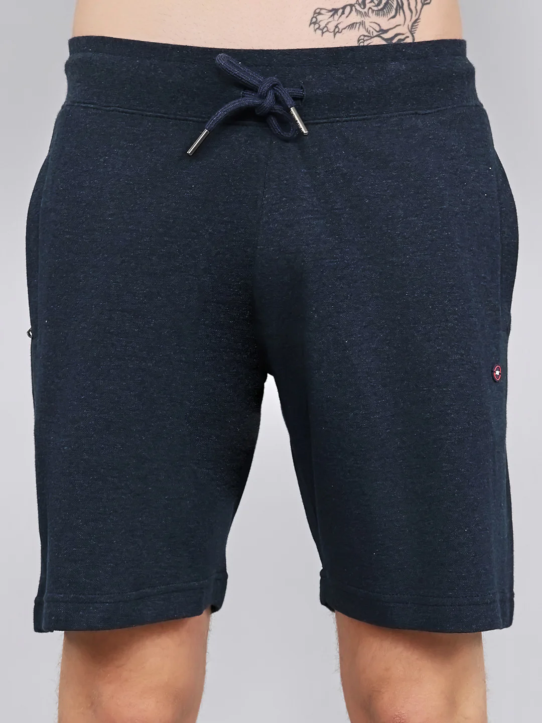 Men Navy Blue Plain Regular Fit Bermuda - Image 5