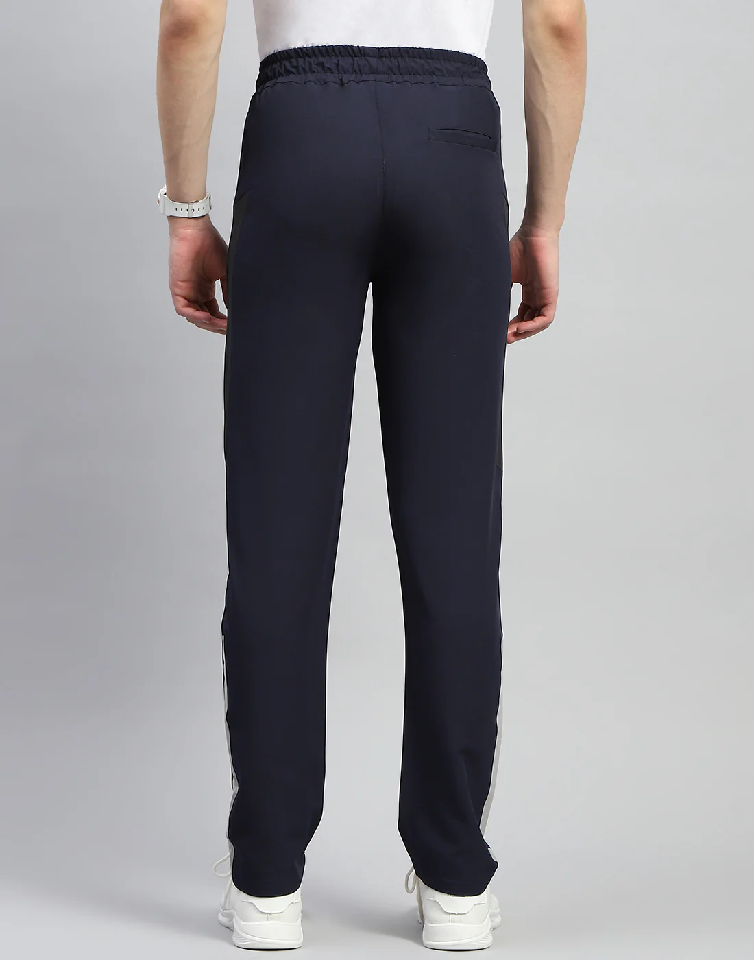 Men Navy Blue Plain Regular Fit Lower - Image 5