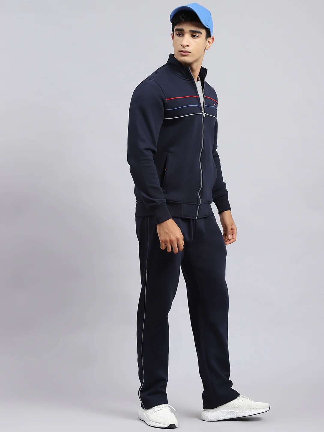 Men Navy Blue Plain Tracksuit - Image 3