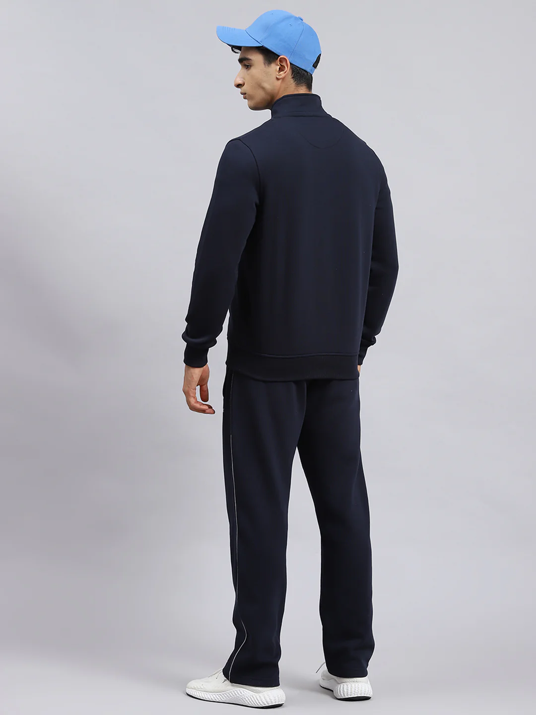 Men Navy Blue Plain Tracksuit - Image 5