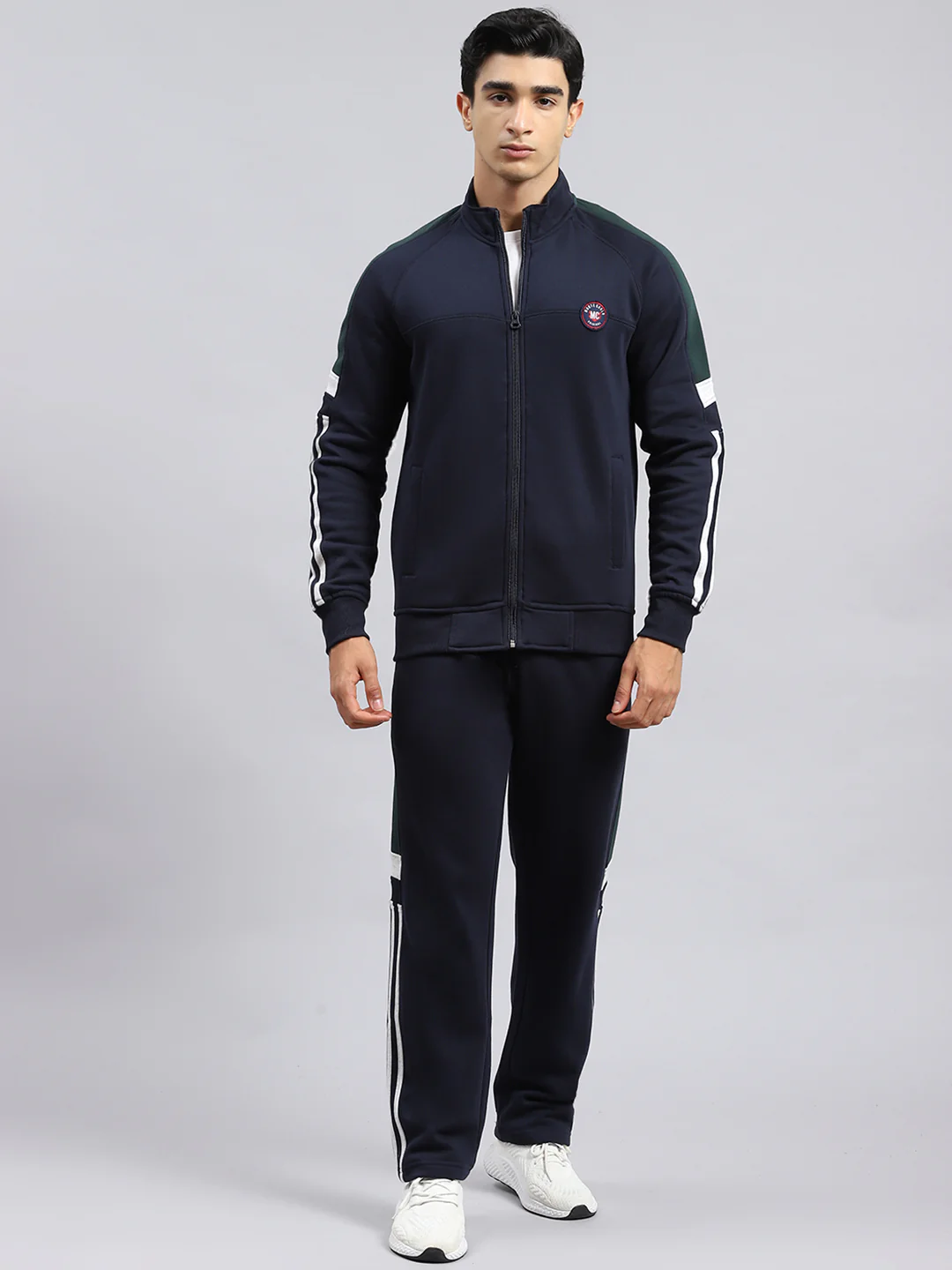 Men Navy Blue Plain Tracksuit - Image 2