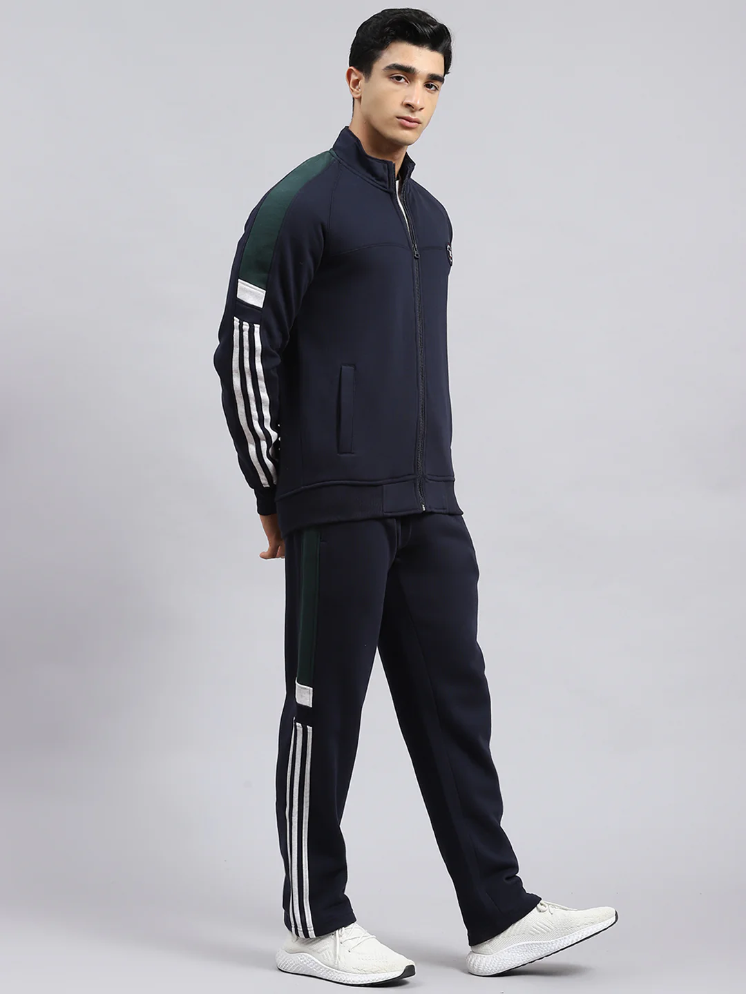 Men Navy Blue Plain Tracksuit - Image 3