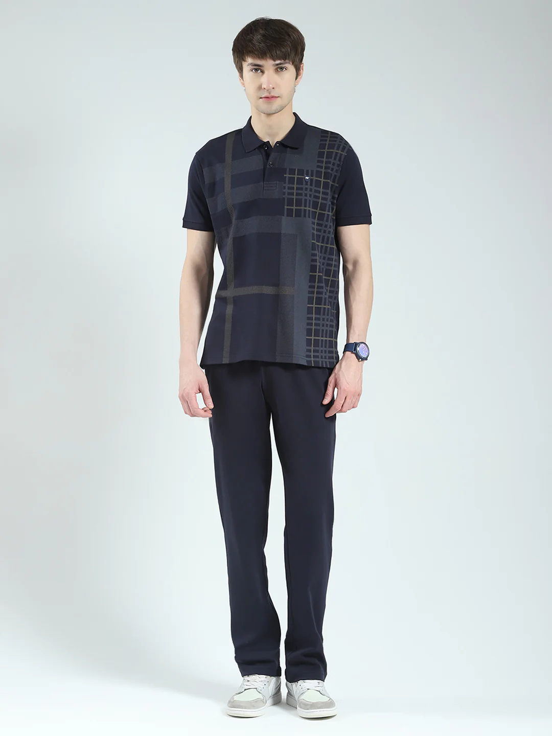 Men Navy Blue Printed Collar Half Sleeve 3 Pc Combo Set - Image 3