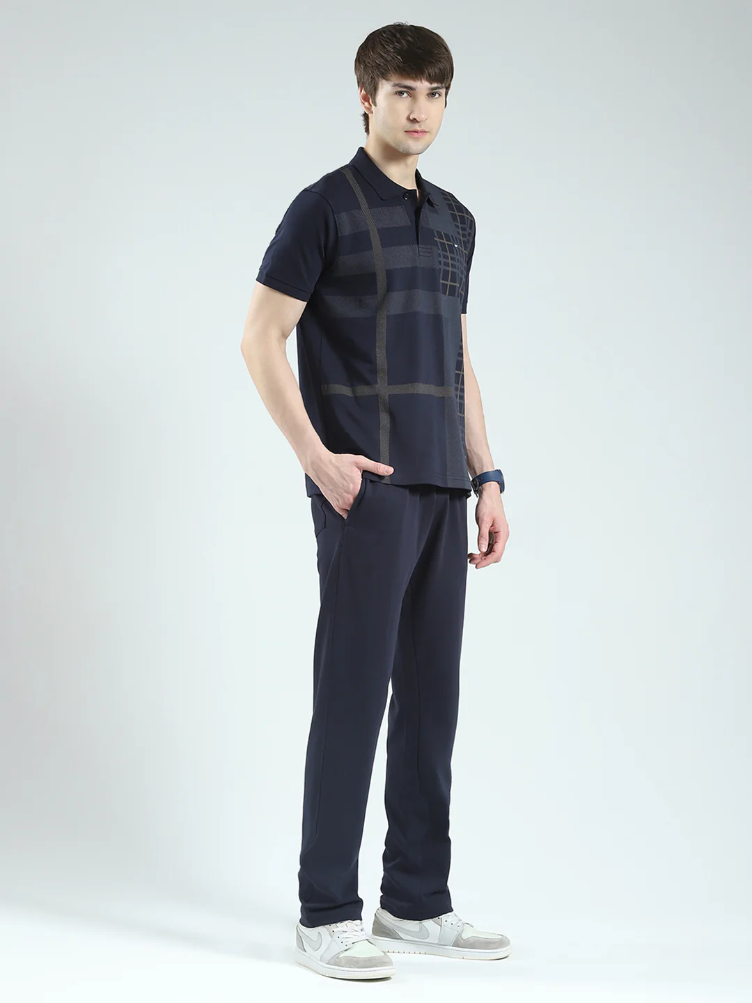 Men Navy Blue Printed Collar Half Sleeve 3 Pc Combo Set - Image 5