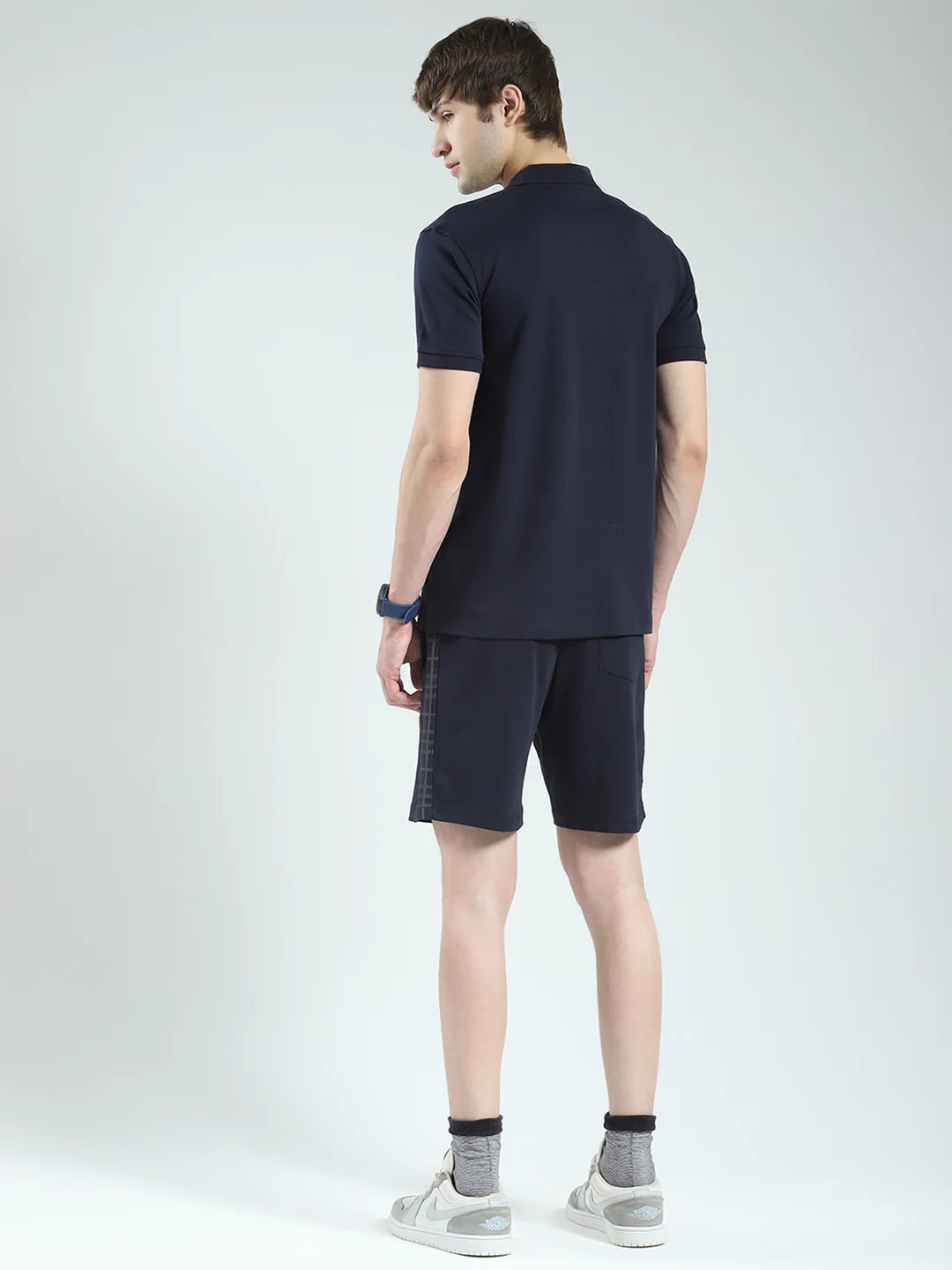 Men Navy Blue Printed Collar Half Sleeve 3 Pc Combo Set - Image 8