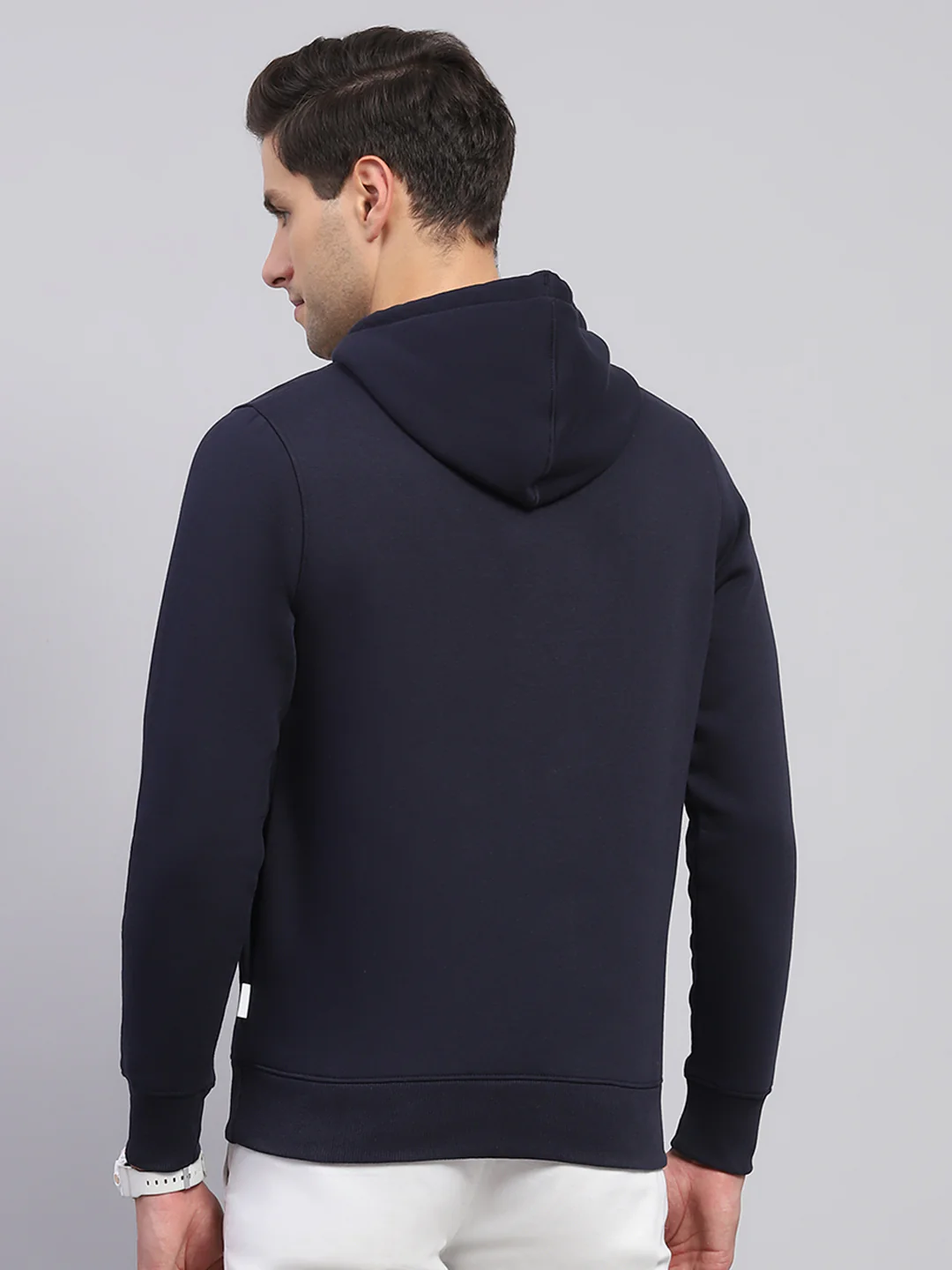 Rock.it Men Navy Blue Printed Hooded Full Sleeve Sweatshirt - Image 5