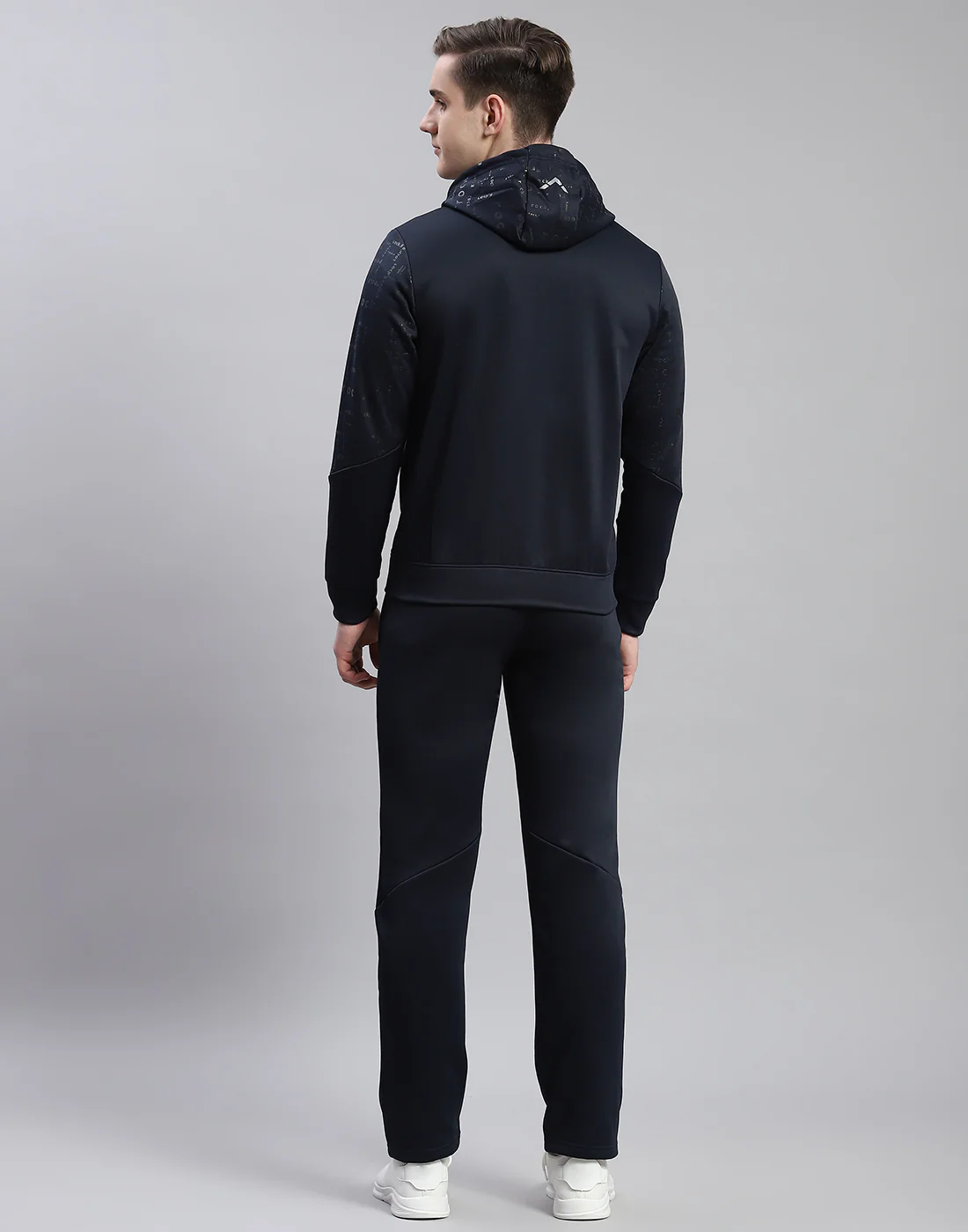 Rock.it Men Navy Blue Printed Hooded Full Sleeve Tracksuit - Image 5