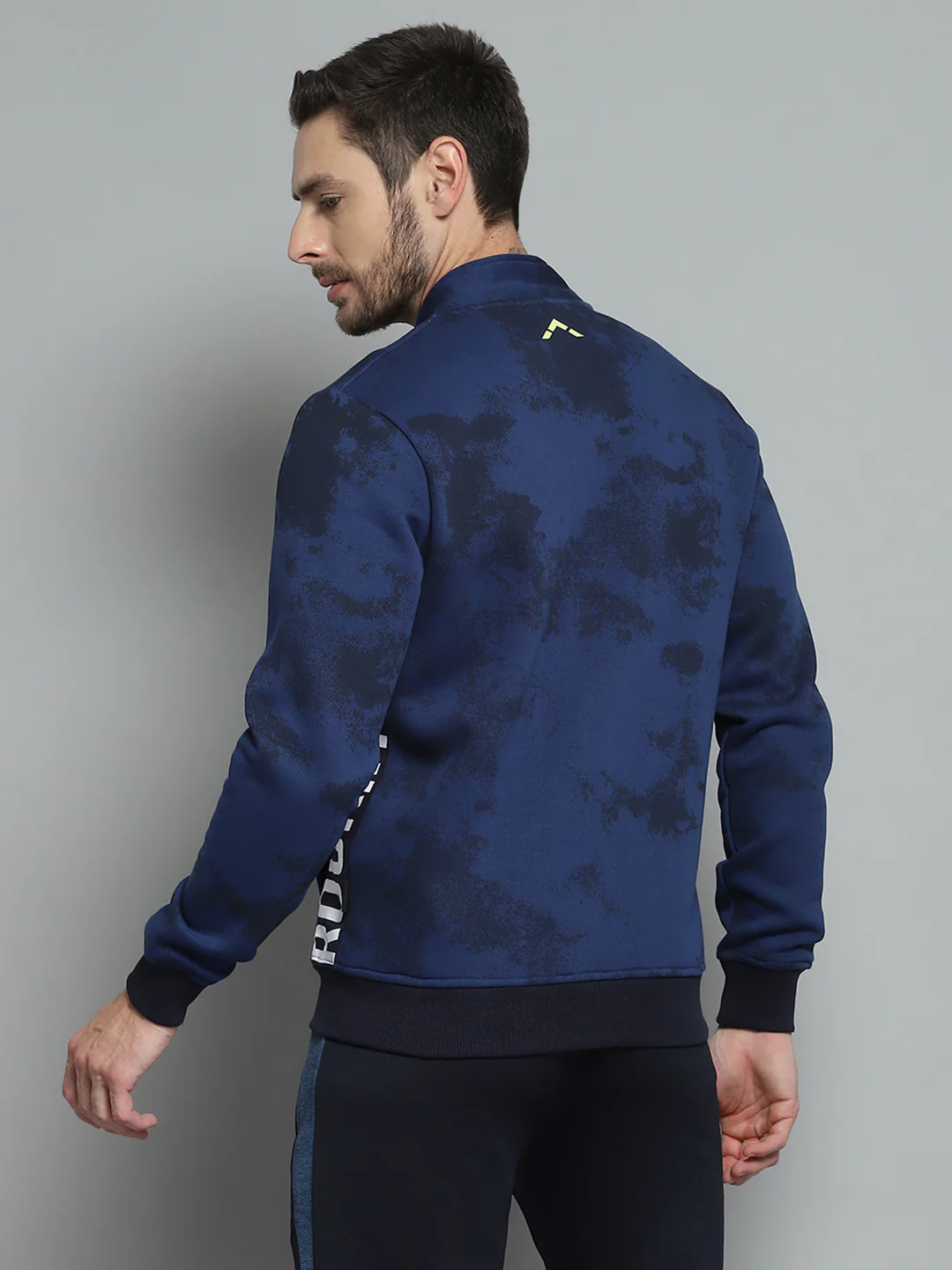 Rock.it Men Navy Blue Printed Mock Neck Full Sleeve Sweatshirt - Image 5
